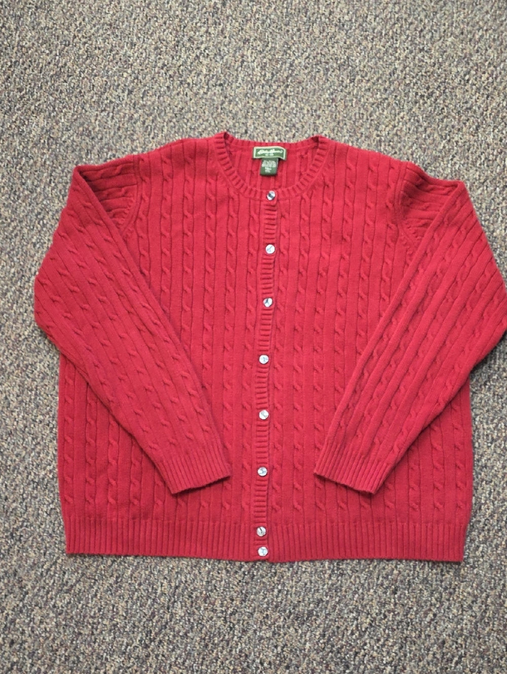 Vintage Eddie Bauer Red Cable Knit Cotton Sweater XXL TALL